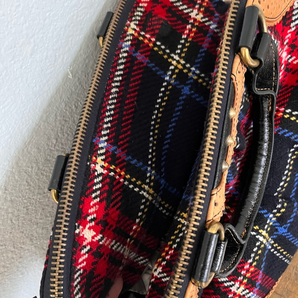 Betsey Johnson Red and Tan Plaid Crossbody Bag - Picture 8 of 11